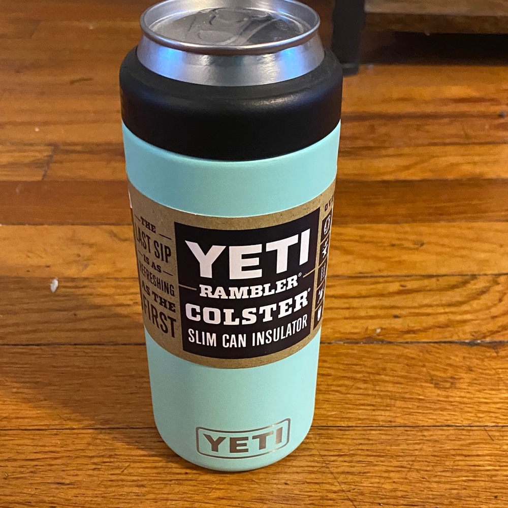 YETI Rambler Colster Slim Can Insulator in Mint and Black